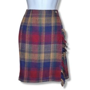 AJ Brandon Vintage Plaid Wrap Skirt